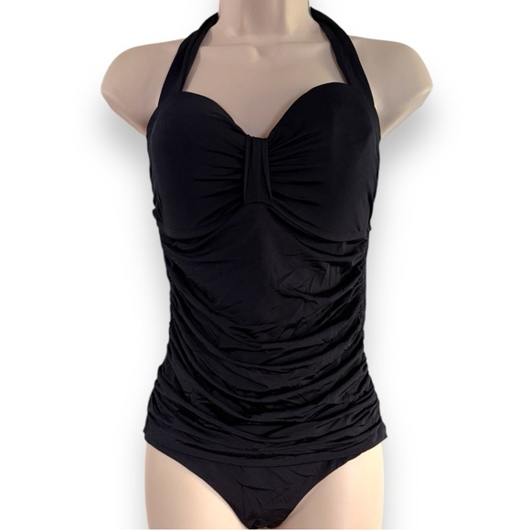 Vitamin A Maillot One Piece Bathing Suit Black NWT Size 10 - Picture 2 of 8
